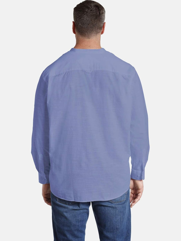 Jan Vanderstorm Herren Stehkragenhemd Kallu 5XL Grosse Grössen Blau, 5XL Grosse Grössen Blau