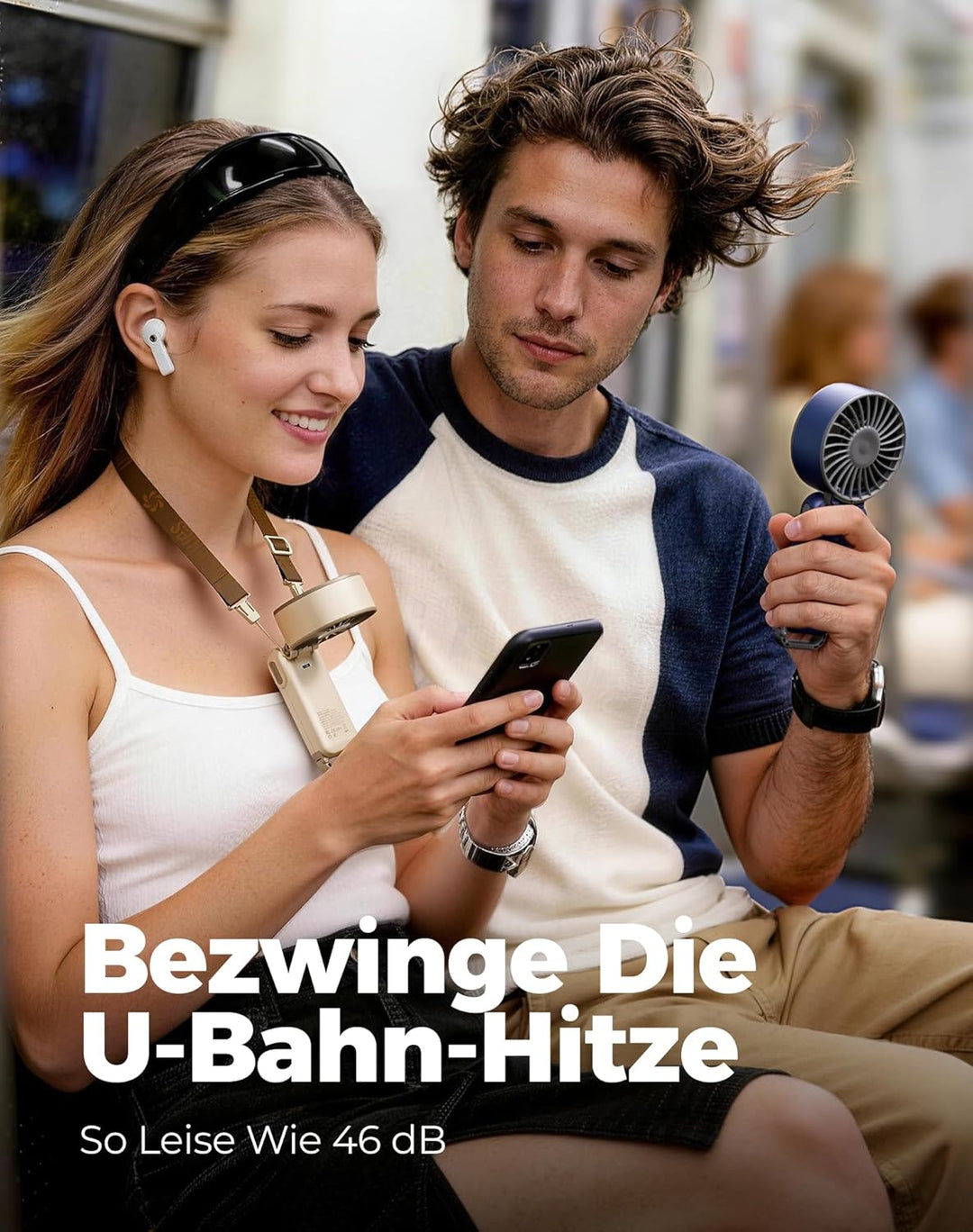 Diveblues Handventilator Tragbarer Turbo-Ventilator mit 100 Stufen und 7.4m/s Starkem Luftstrom, 180