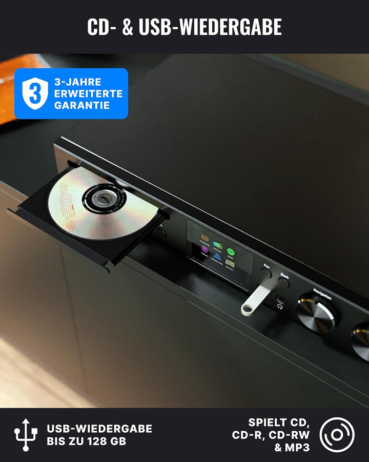 Majority Fitzwilliam Connect Amp CD Alle-in-einem Internetradio &amp; CD Player, AMP CD