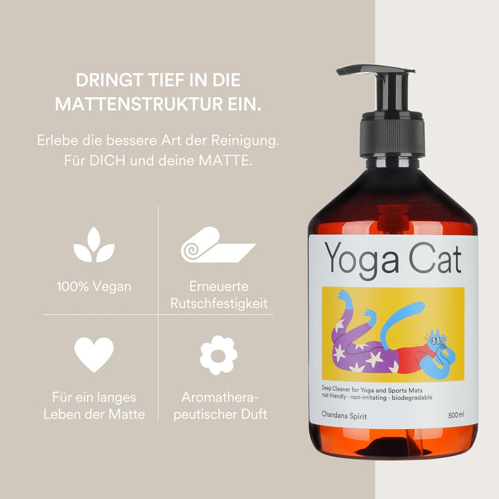 YogaCat Yogamatten & Pilates Tiefenreiniger, 500ml | Bio Deep Cleaner, Entfernt Schweiss & Geruch ti