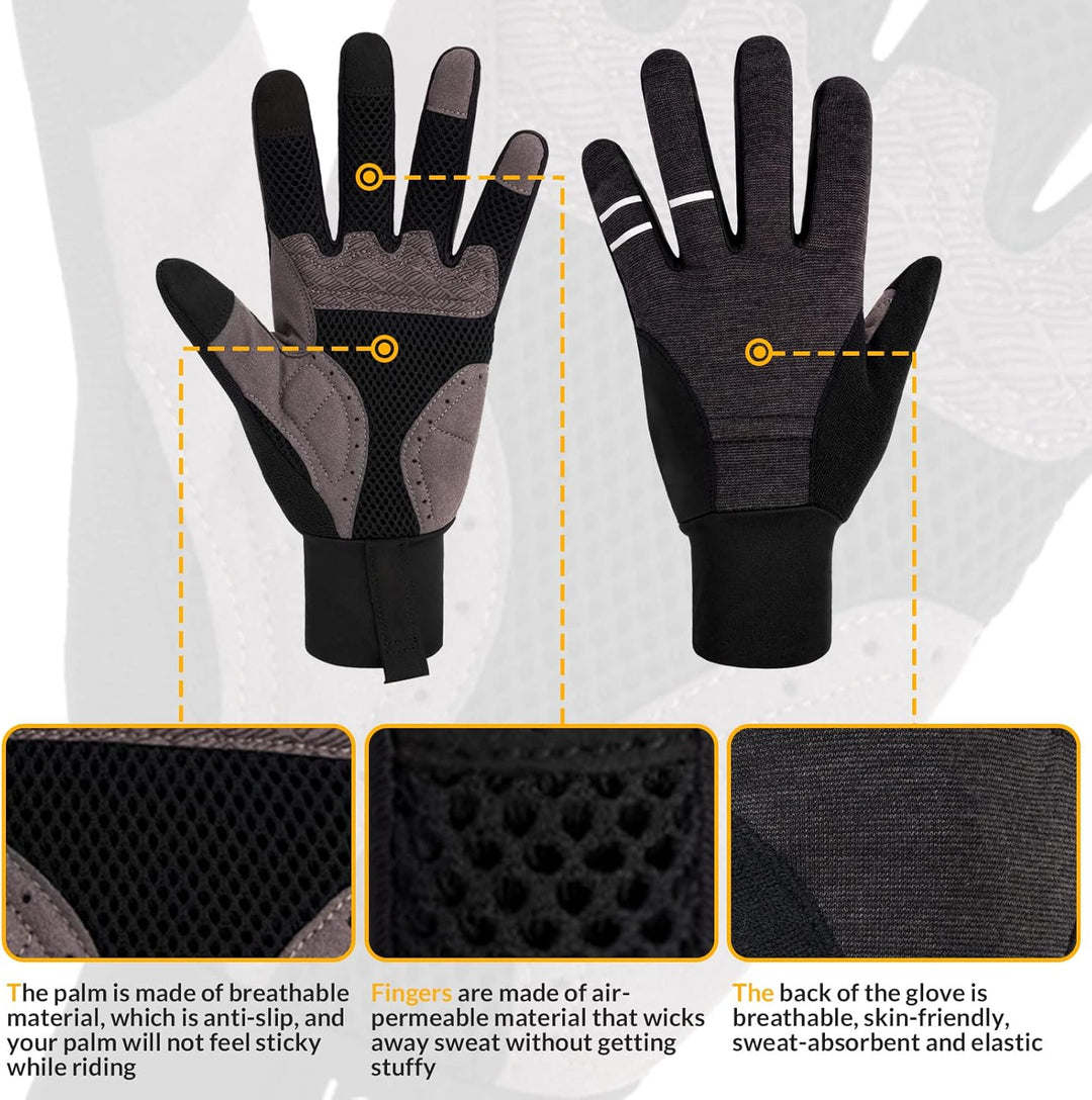 ROCKBROS Fahrradhandschuhe Herren Damen Radsporthandschuhe Winddichte Touchscreen Handschuhe rutschf