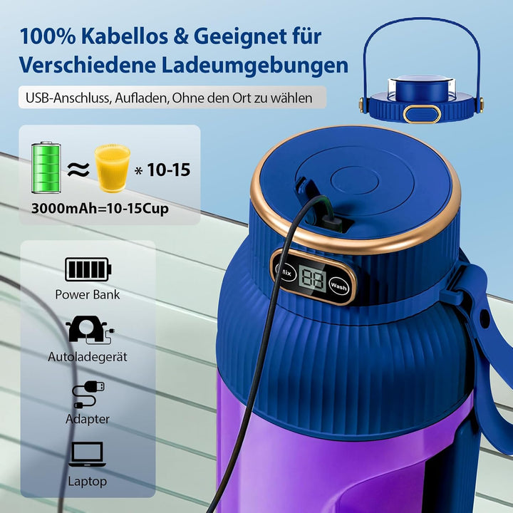 Fruchtsaftmaschine, Ice Cream-Maschine mit 1,2-Liter-Mischbehälter, eingebauter Batterie-Mixer mit 1