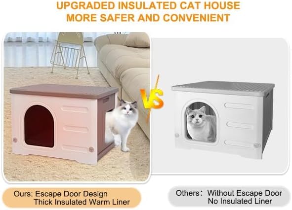 Katzenhäuser mit isolierter Auskleidung für Indoor-Katzen Kunststoff verwildert Outdoor-Katzenhaus W