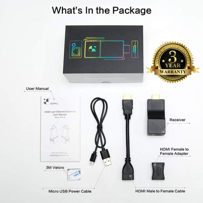 DDMALL ProAV 150M 1080p HDMI Extender Über TCP/IP, Mini Extender Über CAT5e/CAT6 Eins-zu-Eins/Eins-z