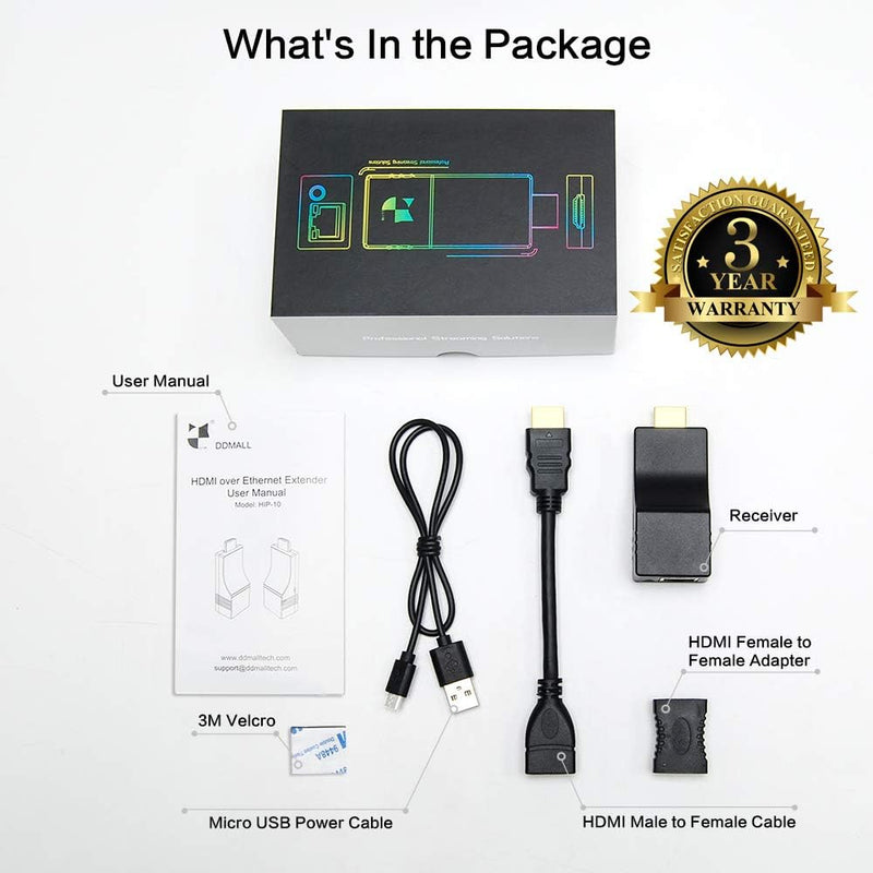 DDMALL ProAV 150M 1080p HDMI Extender Über TCP/IP, Mini Extender Über CAT5e/CAT6 Eins-zu-Eins/Eins-z
