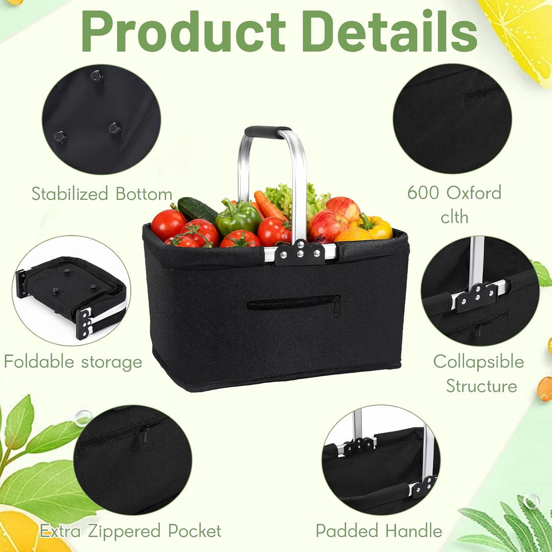 30L Faltbarer Einkaufskorb – Maximaler Stauraum, minimales Packmass Schwarz, Schwarz