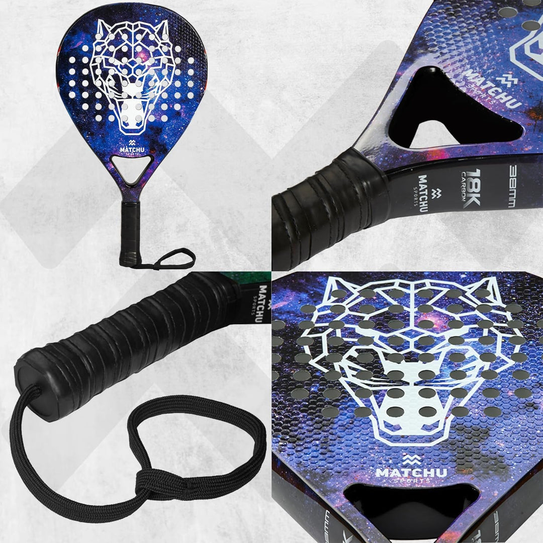 Matchu | Padel Schläger | Unisex | 100% Carbon-Rahmen, Glasfaser-Deckschicht und weicher Eva-Schaum