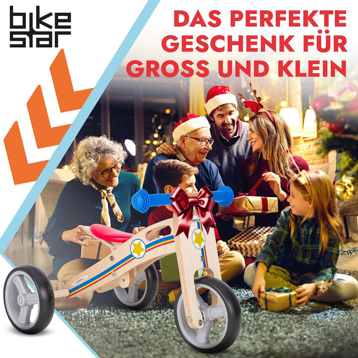 BIKESTAR Mini Kinder Laufrad Holz Lauflernrad mit DREI Rädern für Jungen und Mädchen ab 1 – 1,5 Jahr