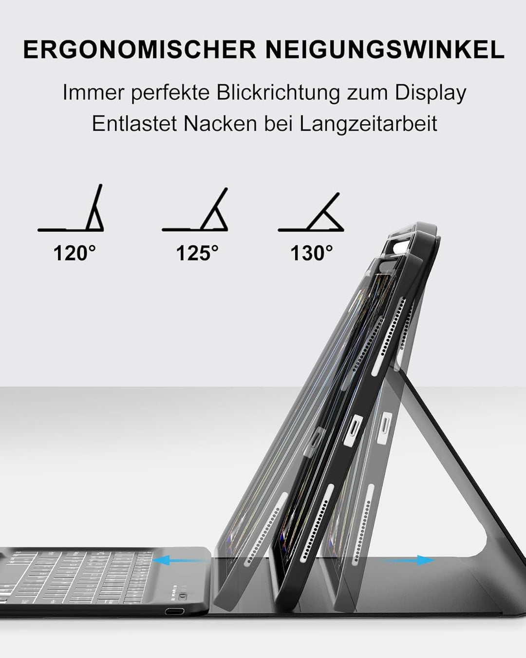 Hülle mit Tastatur für das iPad Pro 13" (2025 M5 A3360/A3361/A3362 & 2024 M4 A2925/A3007/A2926), Deu