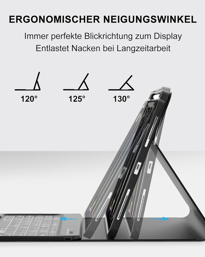Hülle mit Tastatur für das iPad Pro 13" (2025 M5 A3360/A3361/A3362 & 2024 M4 A2925/A3007/A2926), Deu