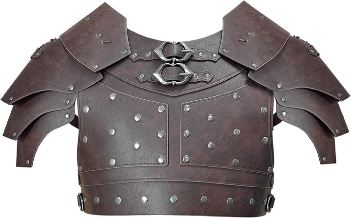 HiiFeuer Mittelalterliche Kunstleder-Brustpanzerung, Vintage Pauldron Schulter Rüstung Einstellbare