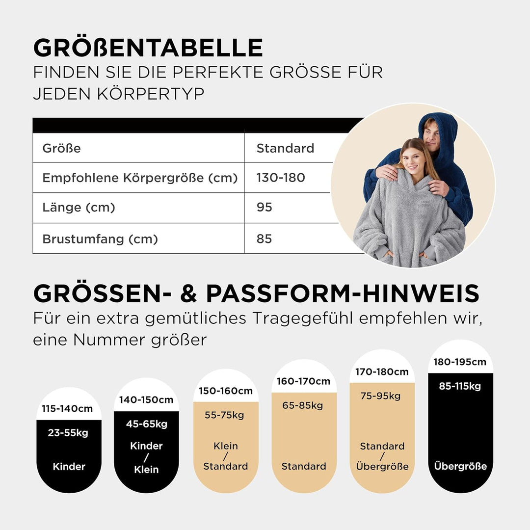 BEDSURE Hoodie Decke mit Ärmeln Deckenpullover - Tragbare Decke zum Anziehen als Geschenke für Fraue