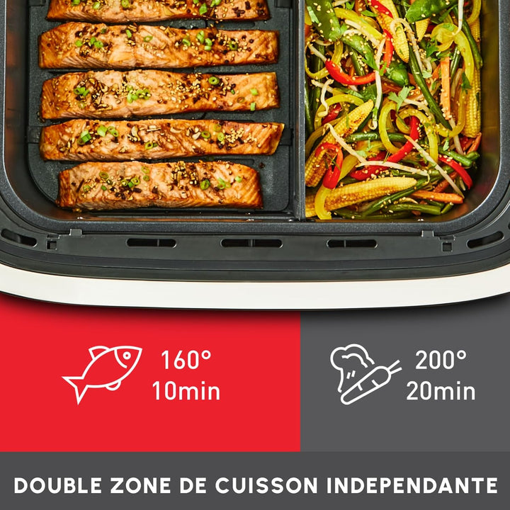 Moulinex Dual Easy Fry Flex, Luftfritteuse mit FlexCook Trennwand, 9 l Fassungsvermögen für bis zu 8