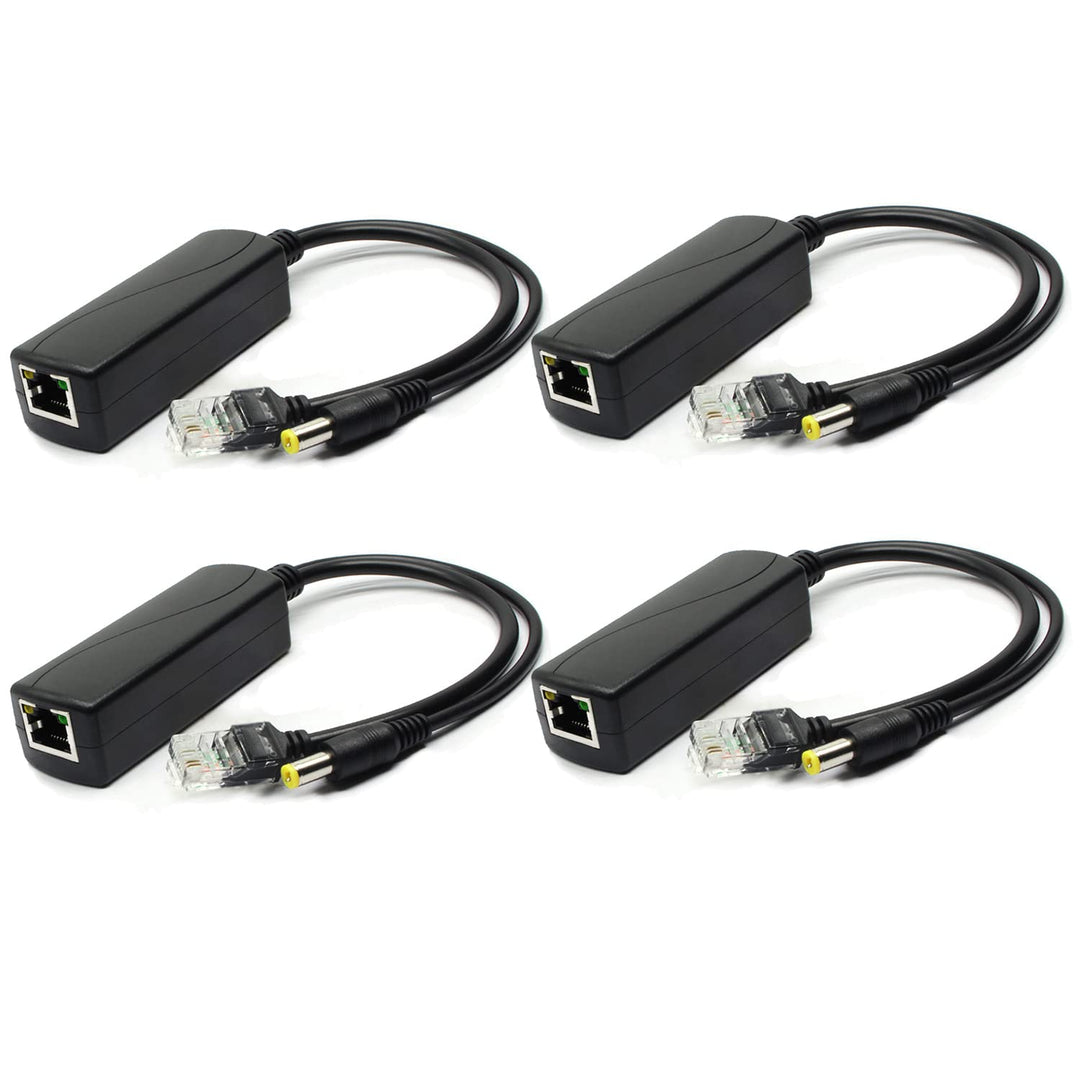 ANVISION 4er Pack Active 12V PoE Splitter, 10/100 Mbps, IEEE 802.3af konform, DC 12V Ausgang für IP