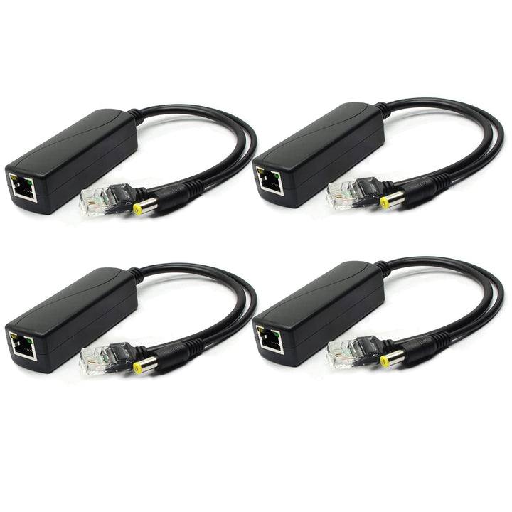 ANVISION 4er Pack Active 12V PoE Splitter, 10/100 Mbps, IEEE 802.3af konform, DC 12V Ausgang für IP