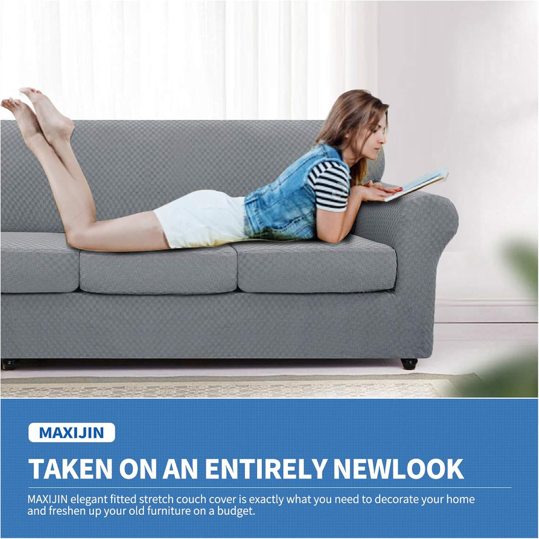 MAXIJIN Stretch Sesselbezug Sofabezug mit Separatem 1 Kissenbezügen Couchbezug Sessel für Wohnzimmer