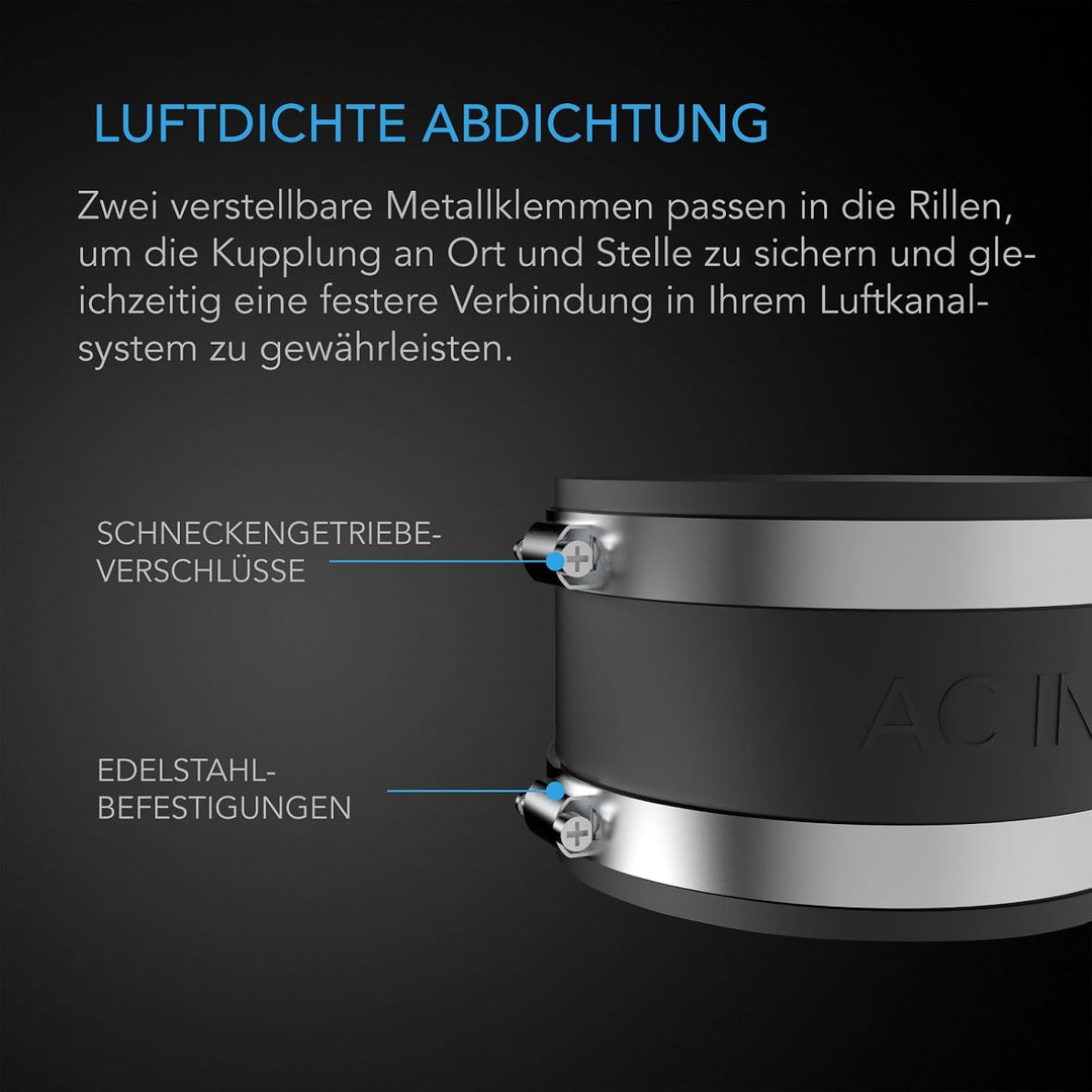 AC Infinity Geräuschreduzierende Klemme, Rohrverbinder mit | Edelstahlklemmen, flexible Gummikupplun