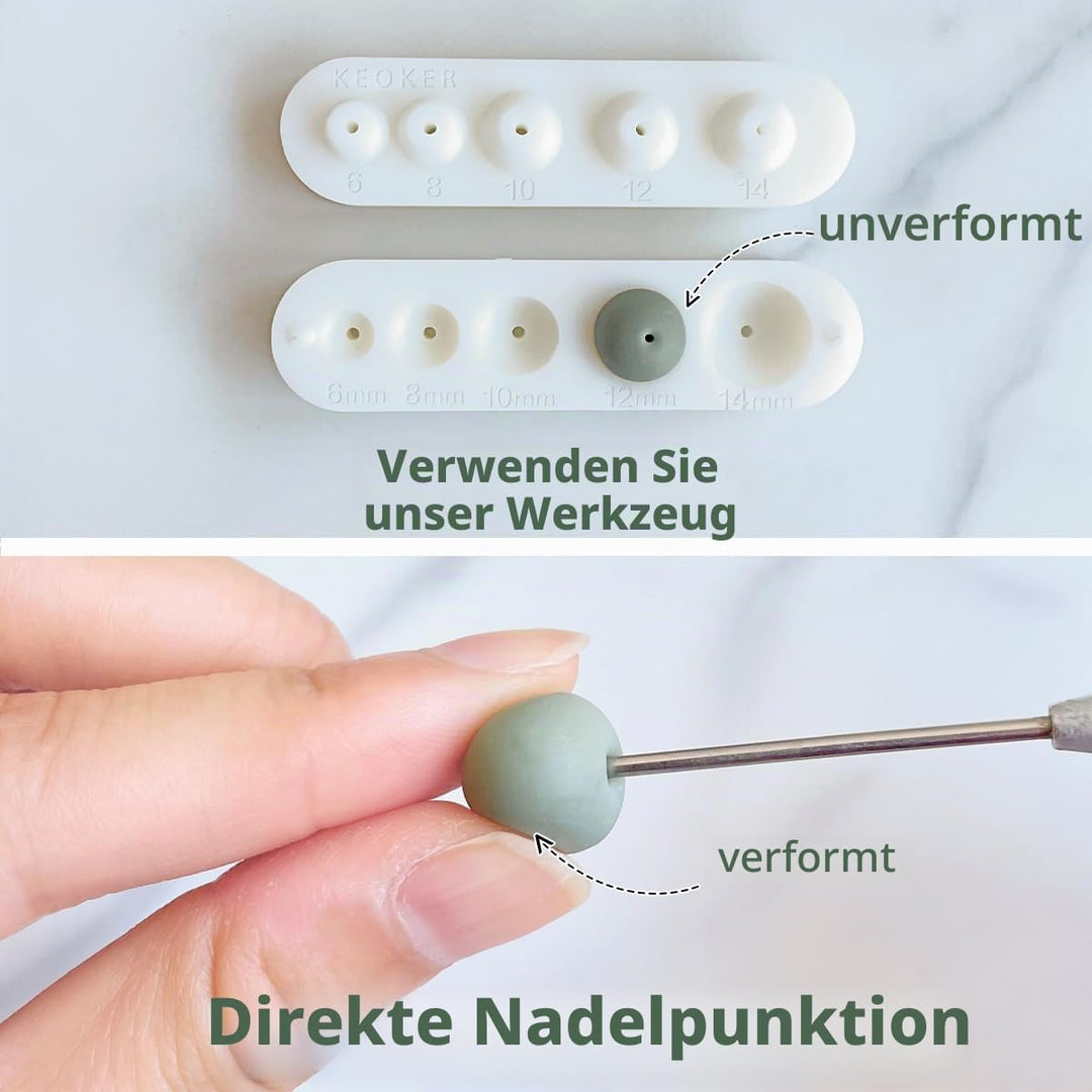 Keoker Perlenlochmacher für Polymer Clay, Piercing Ton Werkzeug, 5 Grössen: 6, 8, 10, 12, 14 mm, Kun