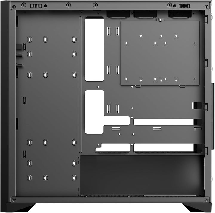 Itek Case Woody - Gaming Tower, ATX, 3x14cm Black Fan, 2xUSB3, Type-C, Wood Front, Temp Glass Side P