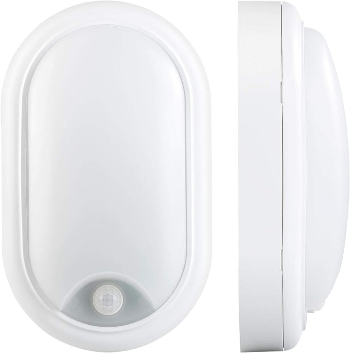 Luminea LED Kellerleuchte: LED-Feuchtraumleuchte, Bewegungssensor, 1.050 lm, 15 W, IP44, IK08 (Kelle