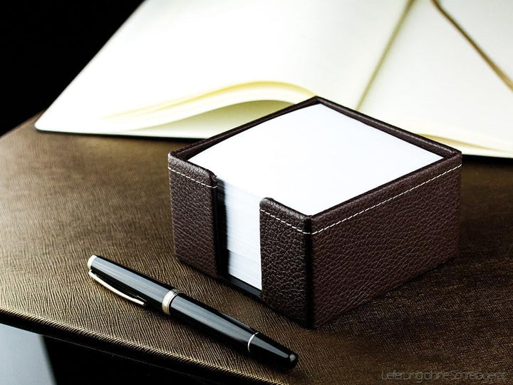 DELMON VARONE - Zettelkasten Premium Leder Soft Grain braun - Zettelbox inkl. 500 Blatt Papier, Noti