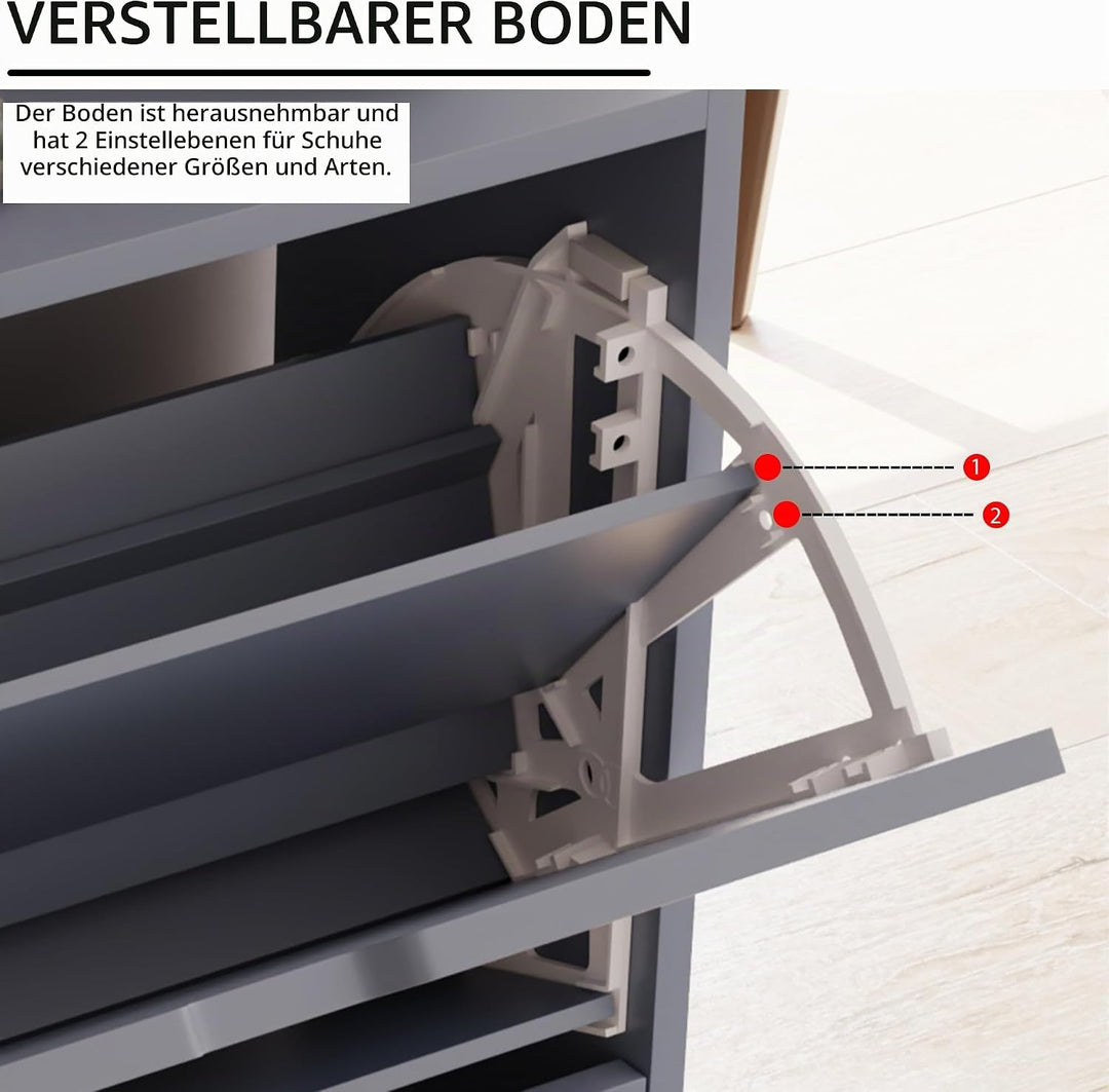 Vida Designs Schuhschrank, Grau, 80H x 60W x 24D, Grau