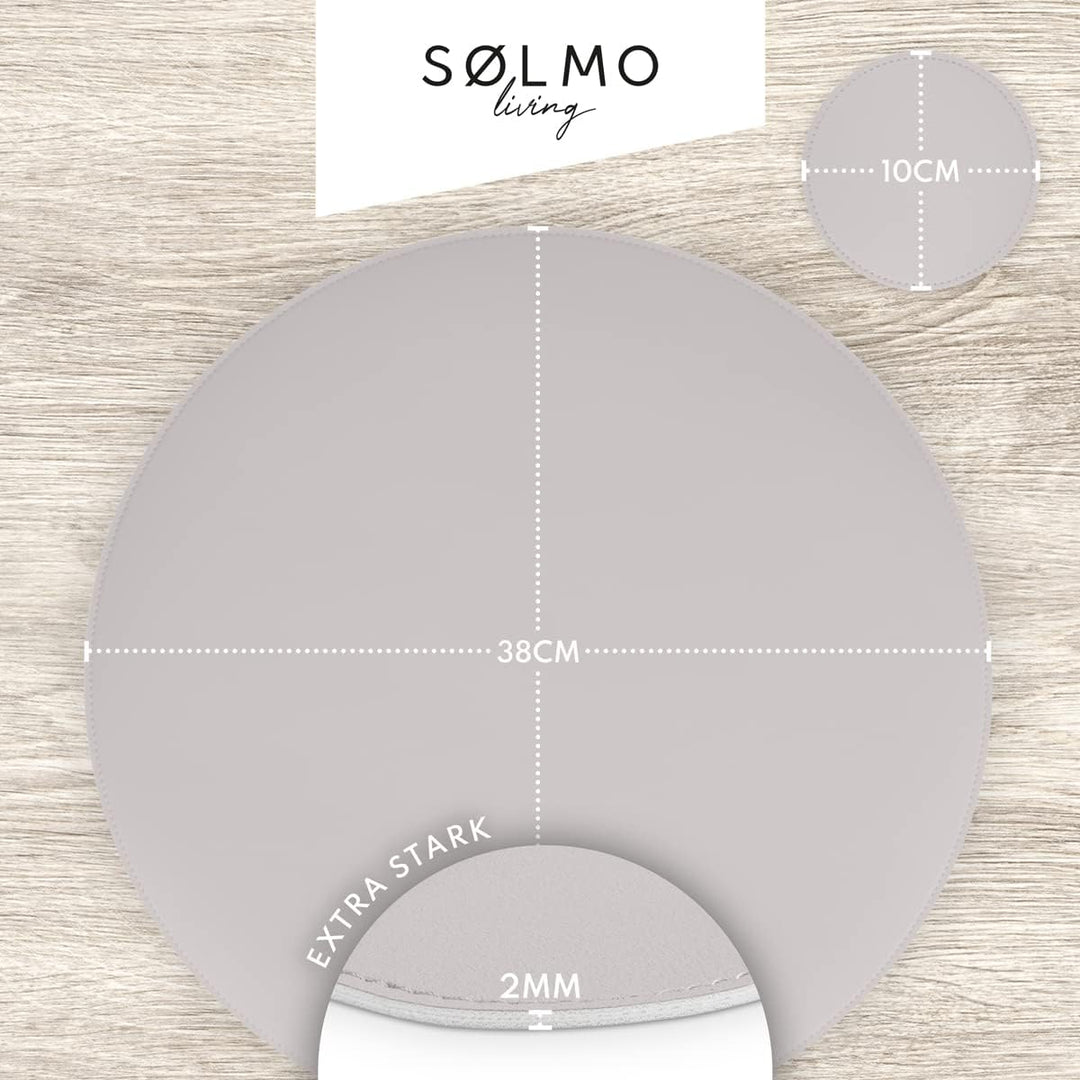 sølmo I Designer Tischset Rund aus PU-Leder - Grosse Farbauswahl - Abwischbar Hitzebeständig I Platz