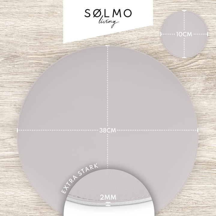 sølmo I Designer Tischset Rund aus PU-Leder - Grosse Farbauswahl - Abwischbar Hitzebeständig I Platz