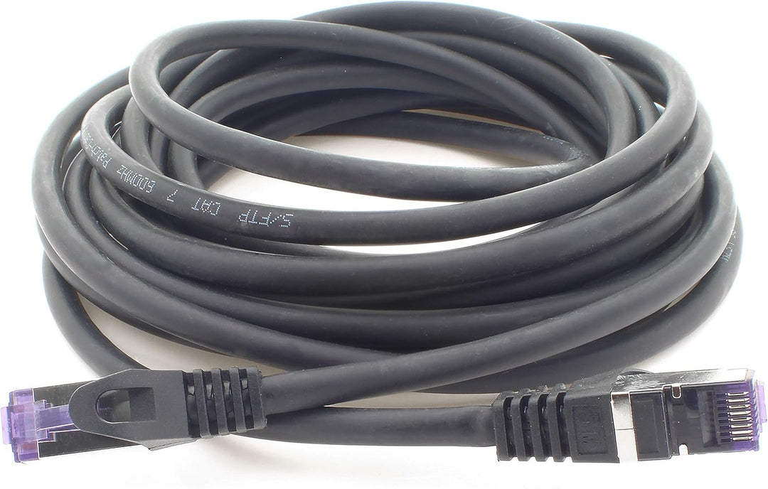 1aTTack.de Cat.7 Netzwerkkabel 10m - Schwarz - 5 Stück - Cat7 Patchkabel (SFTP/PIMF/LSZH) Rohkabel 1