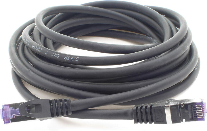 1aTTack.de Cat.7 Netzwerkkabel 10m - Schwarz - 5 Stück - Cat7 Patchkabel (SFTP/PIMF/LSZH) Rohkabel 1
