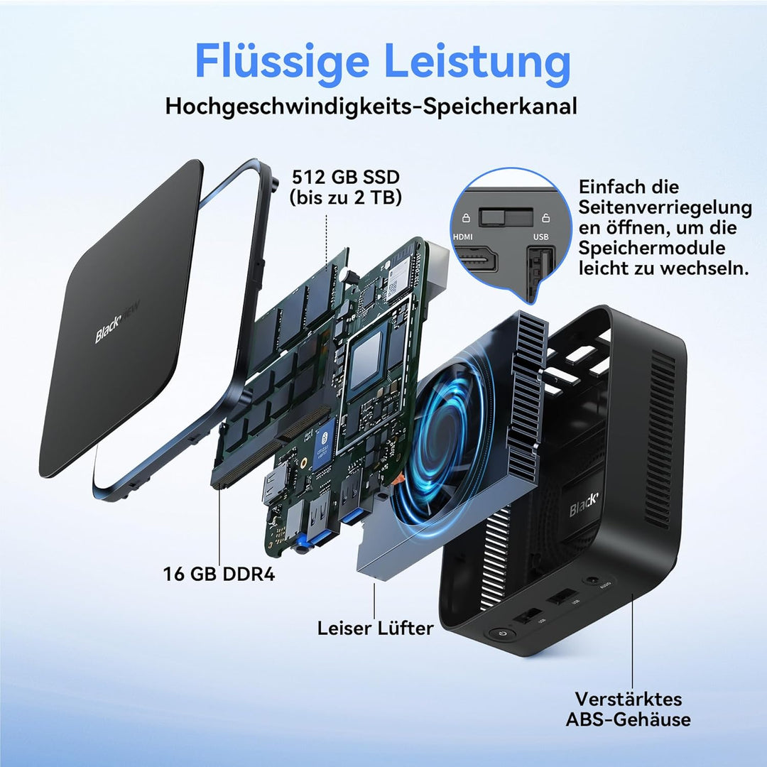 Blackview 2026 MP50 Mini PC mit Tastatur und Maus, AMD Ryzen 5 3500U Mini Computer, Radeon Vega 8 Gr