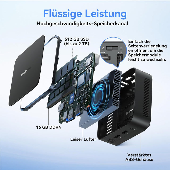 Blackview 2026 MP50 Mini PC mit Tastatur und Maus, AMD Ryzen 5 3500U Mini Computer, Radeon Vega 8 Gr
