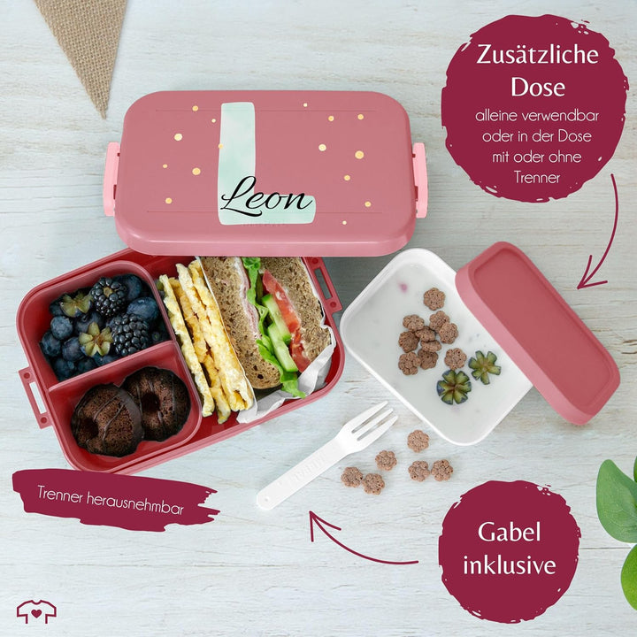 Kinder Bento Box Midi Lunchbox Mepal Bentobox - Initialen Buchstabe - Personalisierbare Brotdose mit