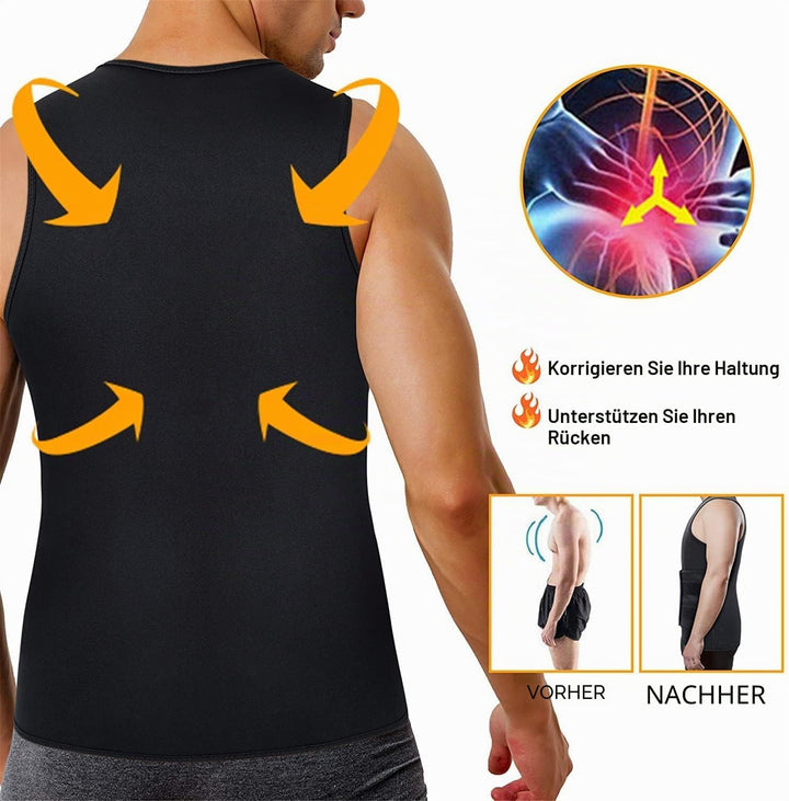 Sauna Weste mit Bauchweggürtel Neopren Herren Fitness Korsett Schwitzweste tank top shapewear fitnes