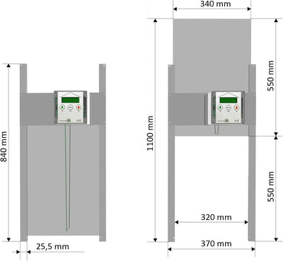 JOSTechnik Poultry House Butler PHB2-RG Rahmengerät mit selbstverriegelnder Gänseklappe 340 x 550 mm