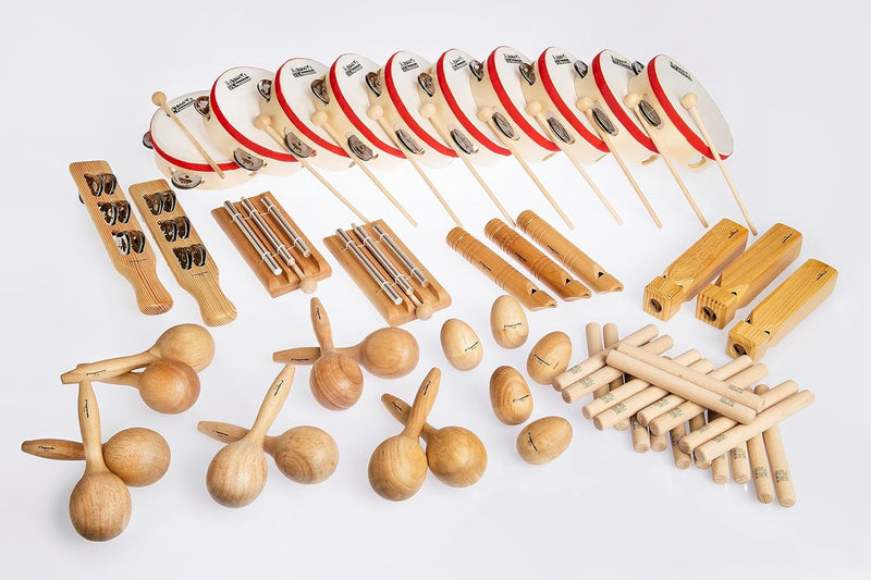 Voggenreiter Das Holz-Percussion-Set für den Kindergarten, 41-teilig inkl. Aufbewahrungs-Kiste, für