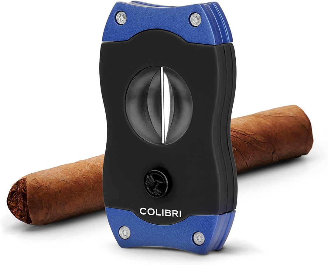Colibri V-Cut Zigarrencutter Blau + Schwarze Gummibeschichtung