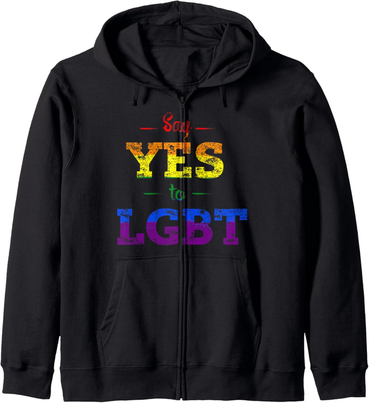 Sag Ja zu LGBT. LGBTQ CSD Regenbogen Kapuzenjacke