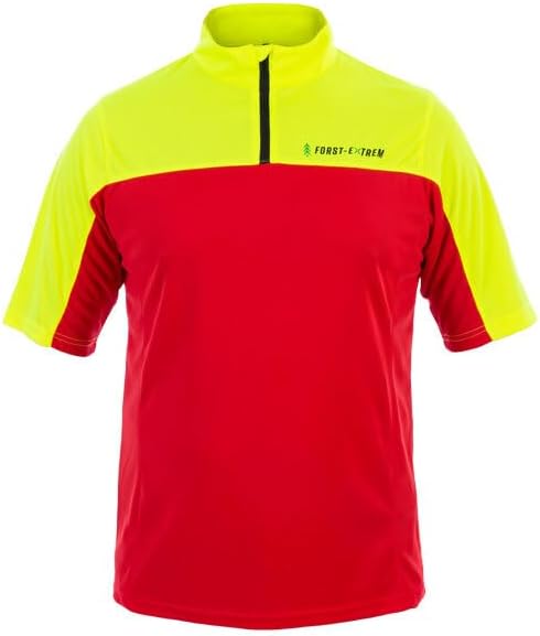 Forst-Extrem Beginner 2.0 Funktionsshirt Shirt für die Forstarbeit Kurzarm Rot-gelb M, Kurzarm Rot-g