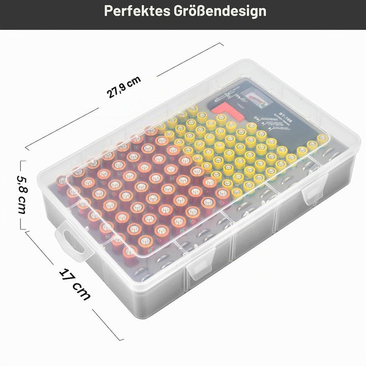 Casmilee Batterie Aufbewahrungsbox, Batteriebox Hält 49 AA &amp; 51 AAA Batterien Mit Batterietester, Ba