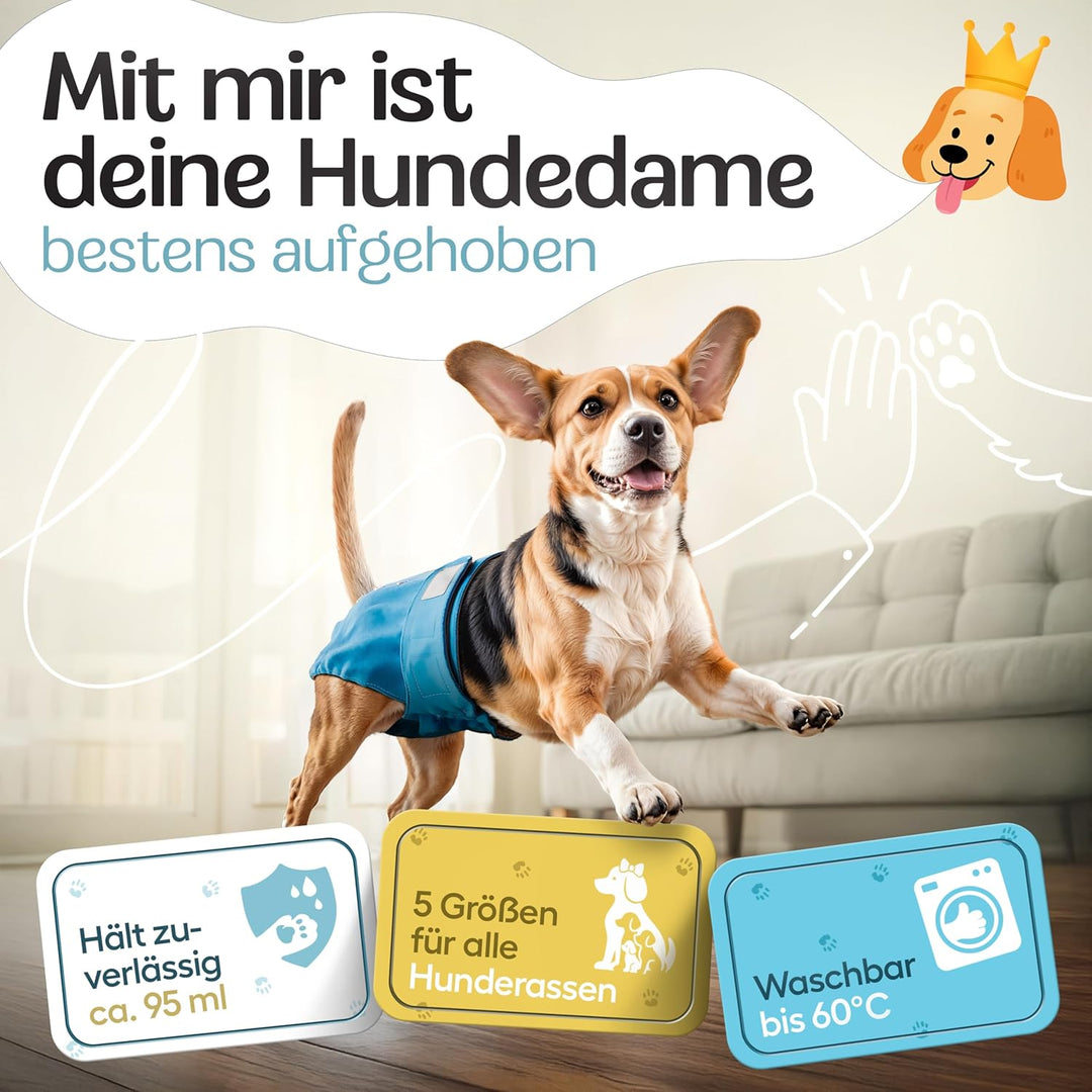 HUND IST KÖNIG Hundewindeln für Hündinnen (3 Stück) - Hochabsorbierende Läufigkeitshose für Hündinne