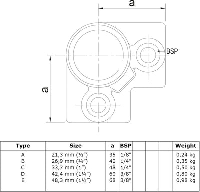 Rohrverbinder Typ 18 Dreiweg-Endstück 90° Ø 48,3 mm