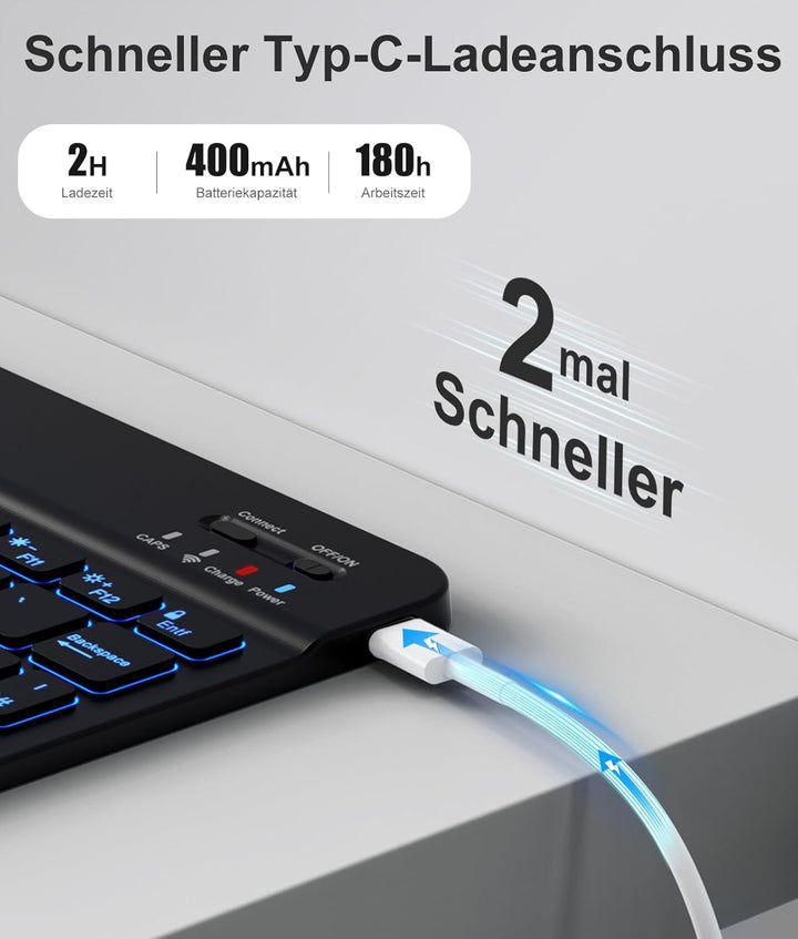 Vobafe Hülle mit Tastatur Kompatibel für iPad 9./ 8. /7. Generation 10.2 Zoll mit Stifthalter, Magne