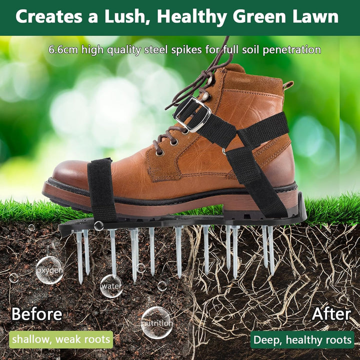 Gugxiom Nagelschuhe mit Klettverschluss, Rasenbelüfter Schuhe mit Feder, Automatisch Schmutz und Blä