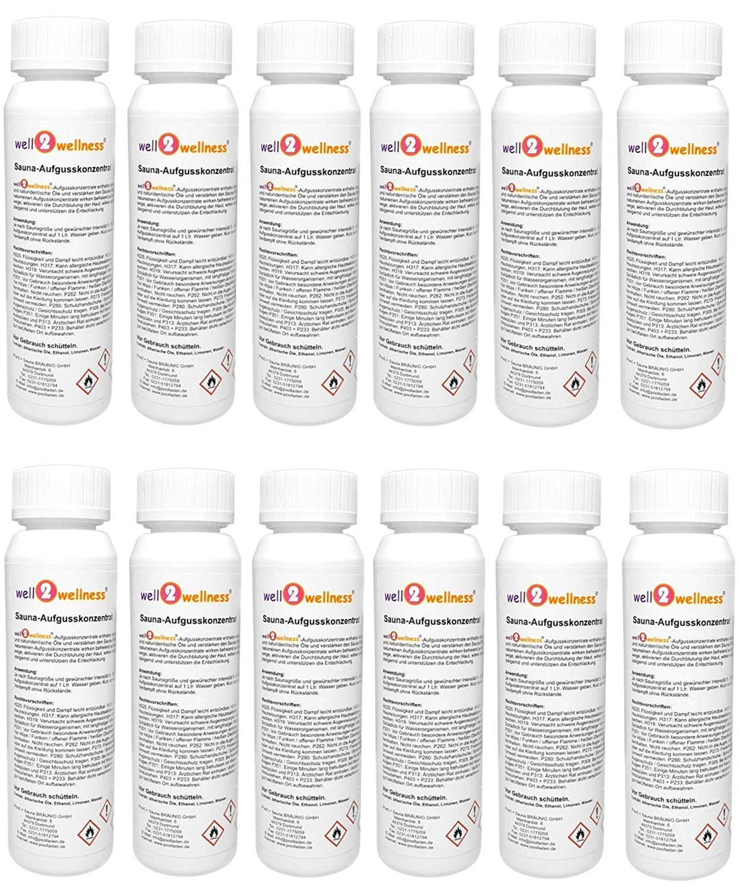 Saunaaufguss Konzentrate Set 'Klassik + Wellness' mit 12 x 125 ml