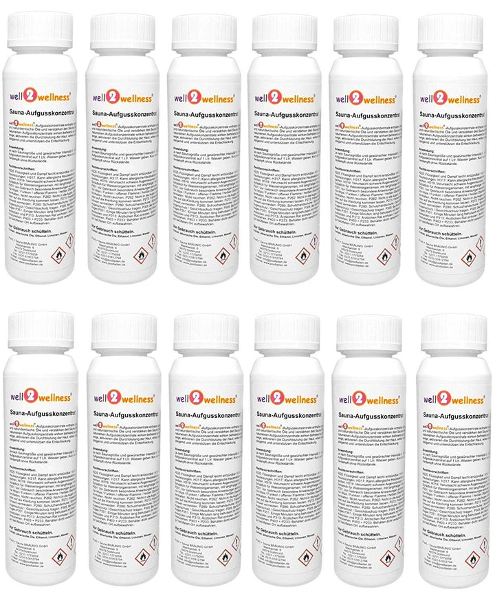 Saunaaufguss Konzentrate Set 'Klassik + Wellness' mit 12 x 125 ml