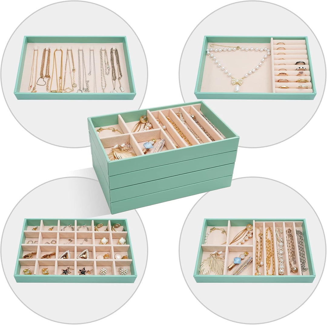ProCase Schmucktablett Organizer mit 4 Schmuckschalen, Stapelbar Schmuck Schublade Organizer, Schmuc