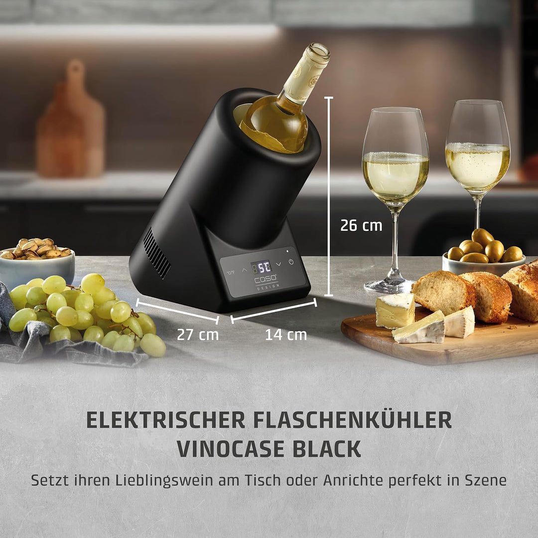 CASO VinoCase Black - Weinkühler für eine Flasche Wein, Champagner, Sekt, etc. / Temperatur 5-18°C/f