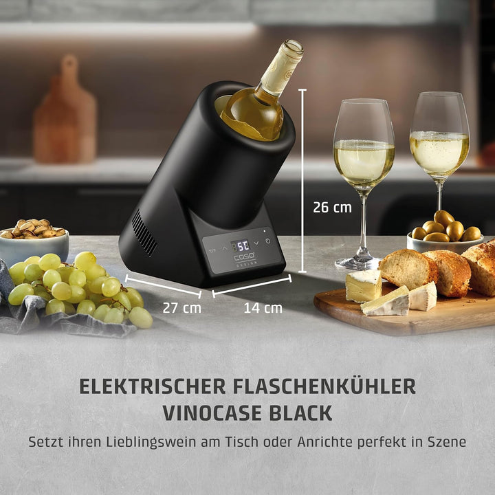CASO VinoCase Black - Weinkühler für eine Flasche Wein, Champagner, Sekt, etc. / Temperatur 5-18°C/f