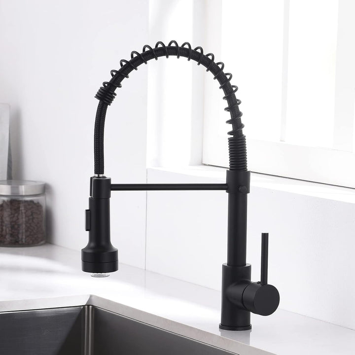 AIMADI Wasserhahn Küche Armatur Schwarz LED Küchenarmatur mit Brause 360° schwenkbar Mischbatterie S